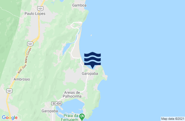 Mapa da tábua de marés em Garopaba, Brazil