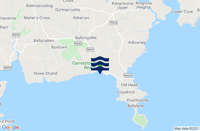 Mapa da tábua de marés em Garretstown, Ireland