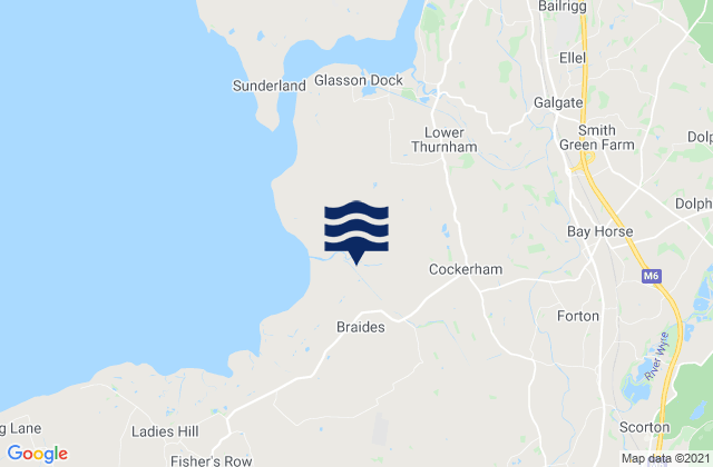 Mapa da tábua de marés em Garstang, United Kingdom