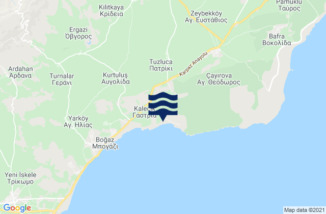 Mapa da tábua de marés em Gastriá, Cyprus