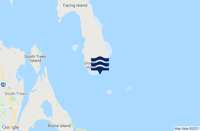 Mapa da tábua de marés em Gatcombe Head, Australia