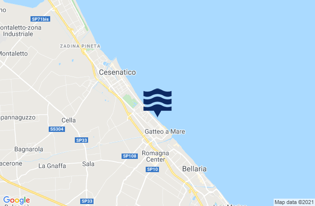 Mapa da tábua de marés em Gatteo-Sant'Angelo, Italy