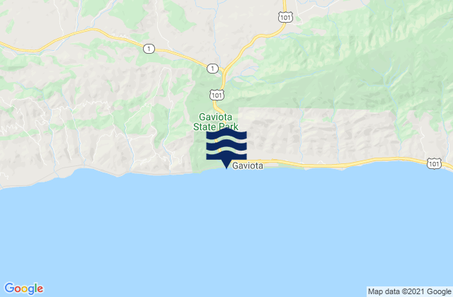 Mapa da tábua de marés em Gaviota Beach, United States