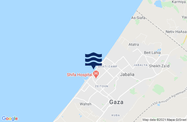 Mapa da tábua de marés em Gaza, Palestinian Territory