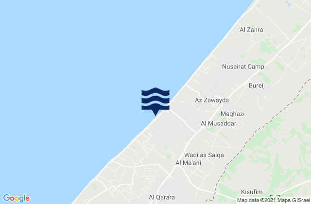 Mapa da tábua de marés em Gaza, Israel