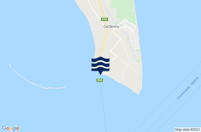 Mapa da tábua de marés em Gedser, Denmark