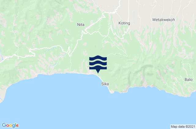 Mapa da tábua de marés em Gehaklau, Indonesia
