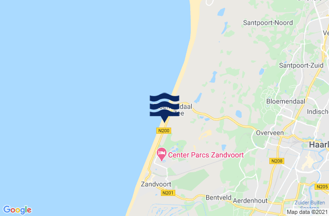 Mapa da tábua de marés em Gemeente Bloemendaal, Netherlands