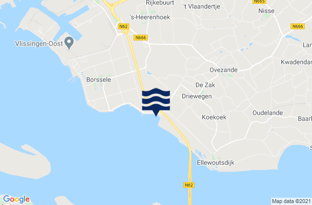Mapa da tábua de marés em Gemeente Borsele, Netherlands