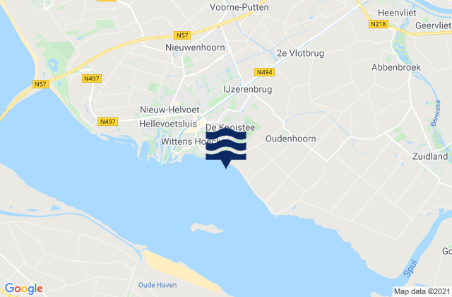 Mapa da tábua de marés em Gemeente Brielle, Netherlands