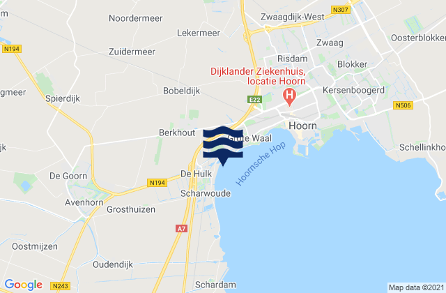 Mapa da tábua de marés em Gemeente Heerhugowaard, Netherlands