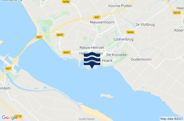 Mapa da tábua de marés em Gemeente Hellevoetsluis, Netherlands