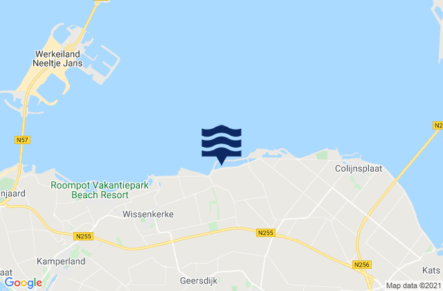 Mapa da tábua de marés em Gemeente Noord-Beveland, Netherlands