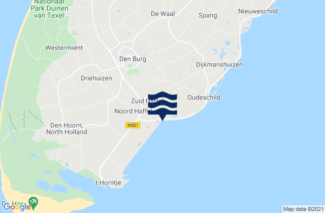 Mapa da tábua de marés em Gemeente Texel, Netherlands