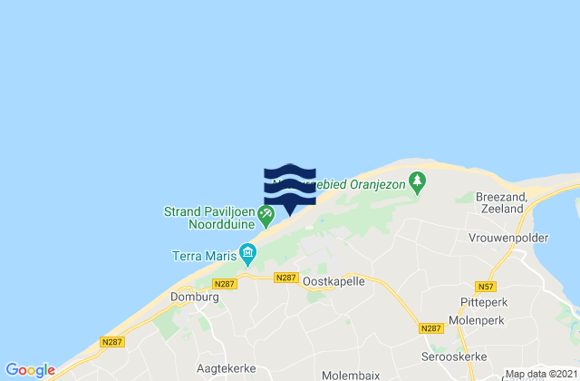 Mapa da tábua de marés em Gemeente Veere, Netherlands