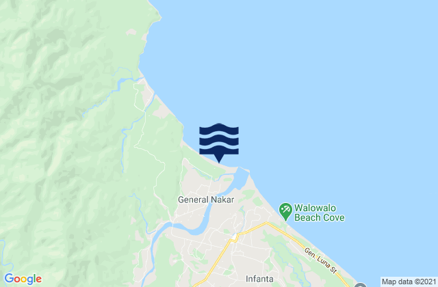 Mapa da tábua de marés em General Nakar, Philippines