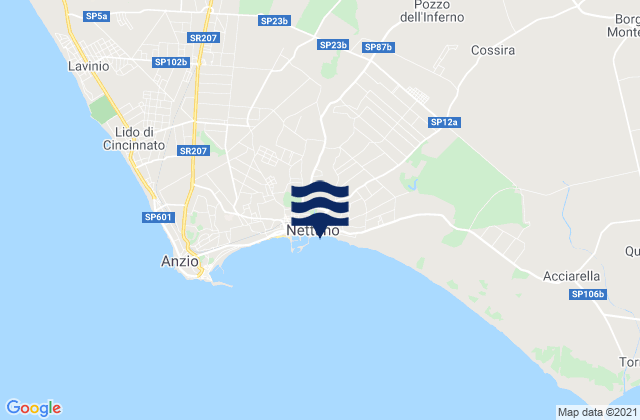 Mapa da tábua de marés em Genio Civile, Italy