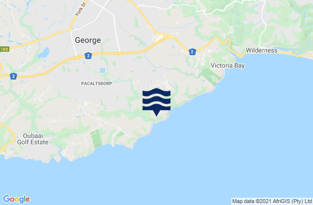 Mapa da tábua de marés em George, South Africa