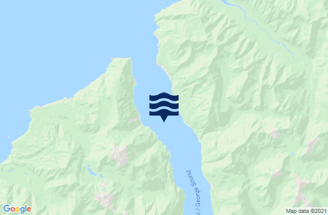 Mapa da tábua de marés em George Sound, New Zealand