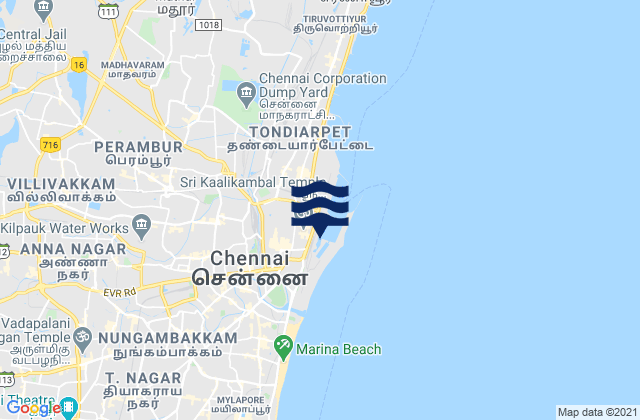 Mapa da tábua de marés em George Town, India