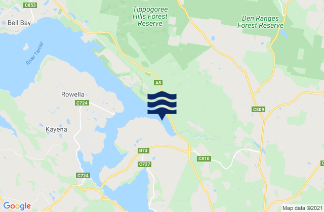 Mapa da tábua de marés em George Town, Australia