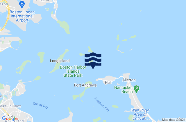 Mapa da tábua de marés em Georges Island 0.3 n.mi. SSE of, United States