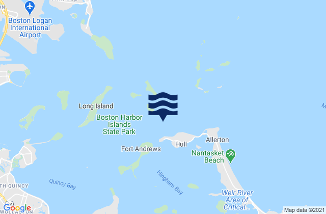 Mapa da tábua de marés em Georges Island 0.4nm southeast of, United States