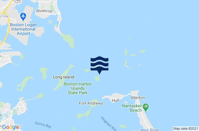 Mapa da tábua de marés em Georges Island northeast of, United States