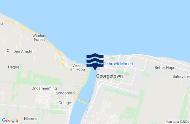 Mapa da tábua de marés em Georgetown, Guyana