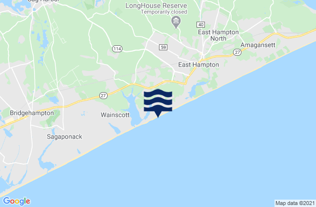 Mapa da tábua de marés em Georgica Pond, United States