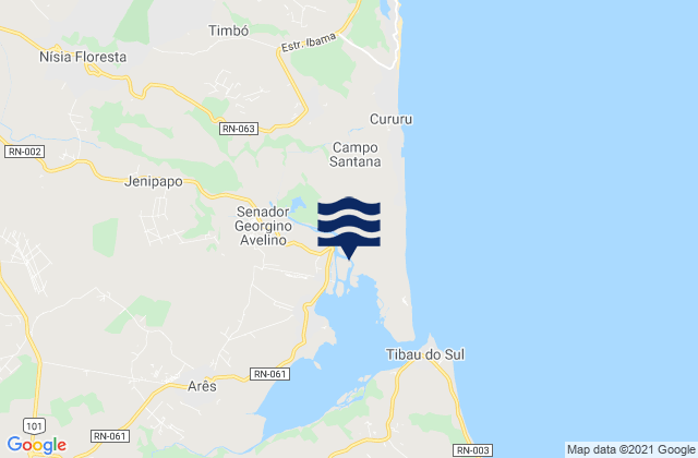 Mapa da tábua de marés em Georgino Avelino, Brazil