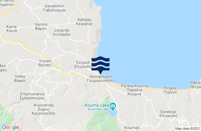 Mapa da tábua de marés em Georgioupolis, Greece