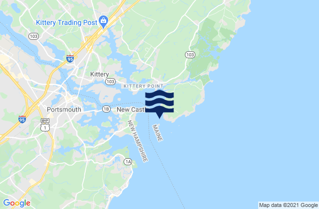 Mapa da tábua de marés em Gerrish Island, United States