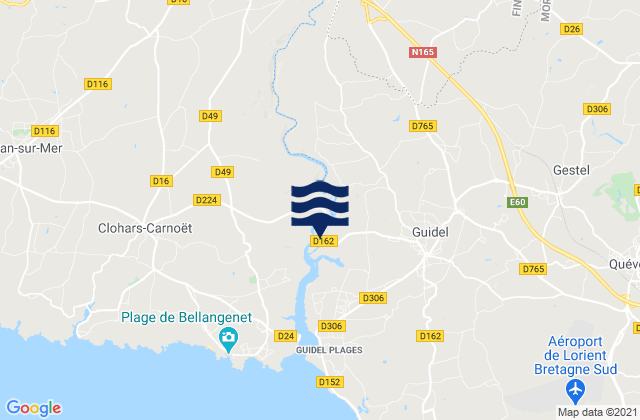 Mapa da tábua de marés em Gestel, France