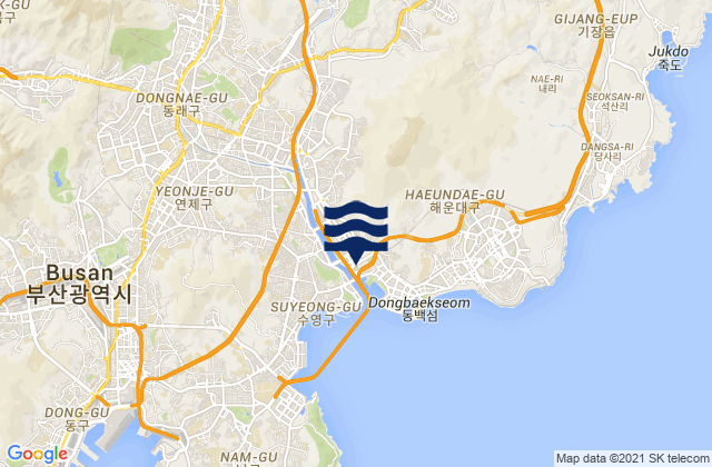 Mapa da tábua de marés em Geumjeong-gu, South Korea