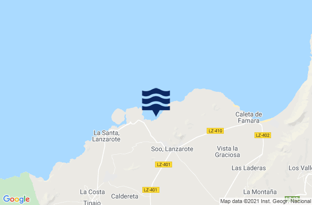 Mapa da tábua de marés em Ghost Town, Spain