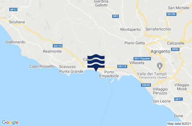 Mapa da tábua de marés em Giardina Gallotti, Italy