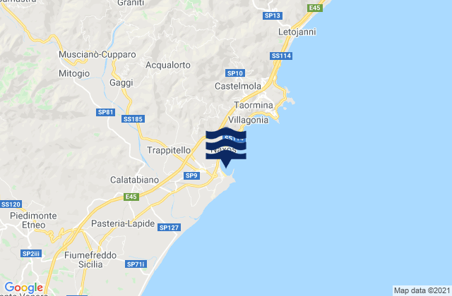 Mapa da tábua de marés em Giardini-Naxos, Italy