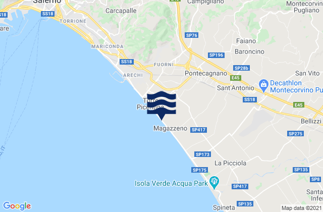 Mapa da tábua de marés em Giffoni Valle Piana, Italy