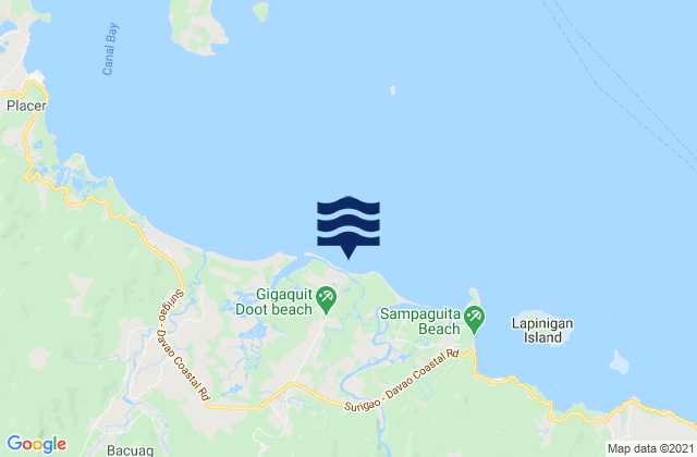 Mapa da tábua de marés em Gigaquit, Philippines