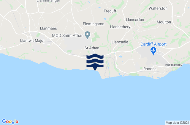 Mapa da tábua de marés em Gileston, United Kingdom