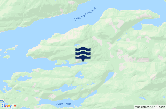 Mapa da tábua de marés em Gilford Island, Canada