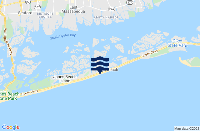 Mapa da tábua de marés em Gilgo Beach, United States