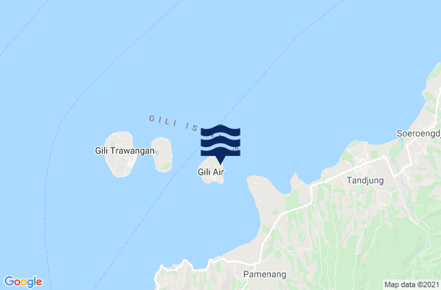 Mapa da tábua de marés em Gili Air, Indonesia