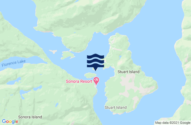 Mapa da tábua de marés em Gillard Pass, Canada