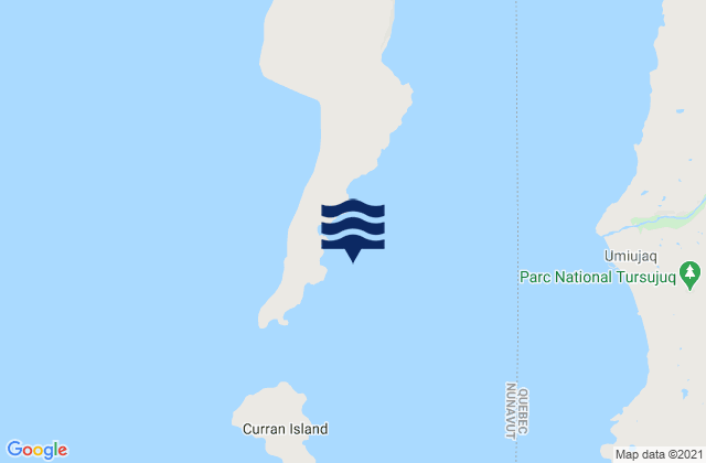 Mapa da tábua de marés em Gillies Island, Canada