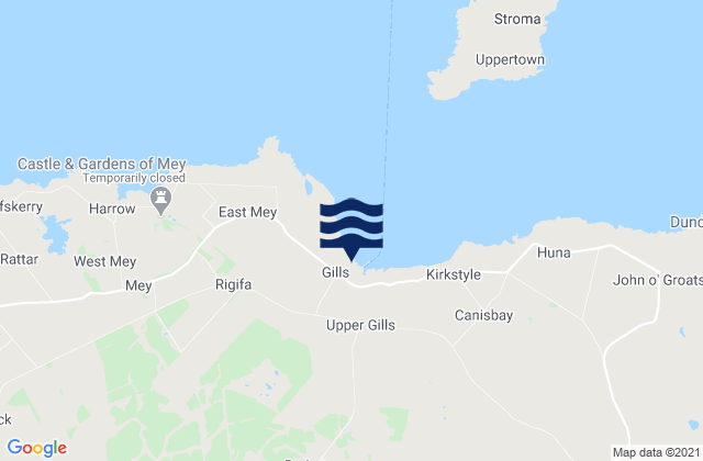Mapa da tábua de marés em Gills Bay, United Kingdom