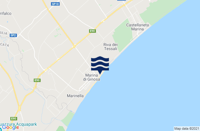Mapa da tábua de marés em Ginosa, Italy