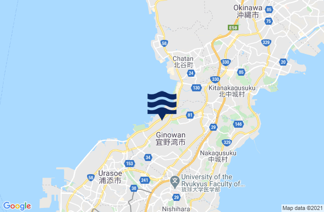 Mapa da tábua de marés em Ginowan, Japan