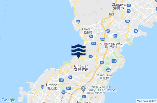 Mapa da tábua de marés em Ginowan Shi, Japan